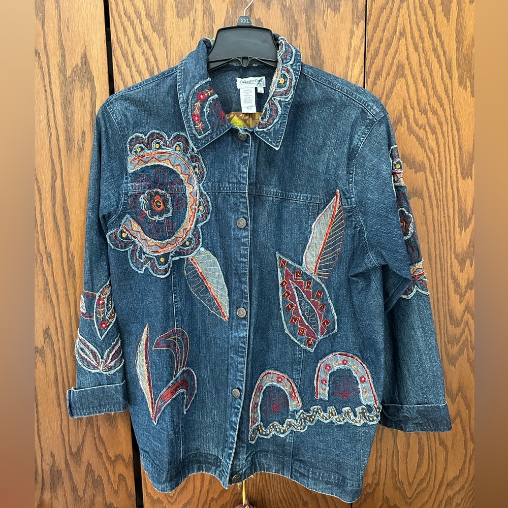 Coldwater Creek embroidered denim jacket 2X